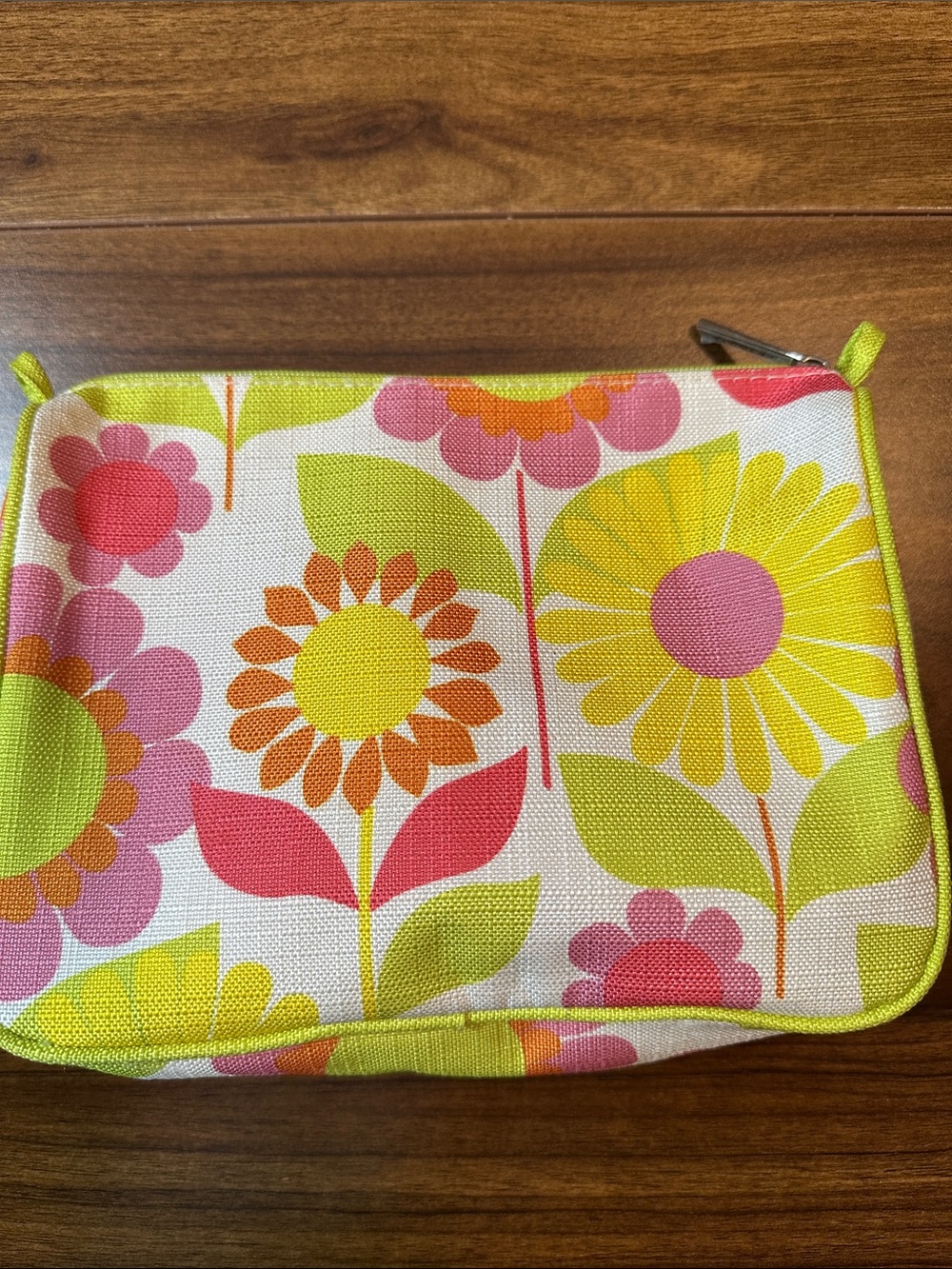 Clinique Floral Canvas Cosmetic Pouch - Pink, Yellow & Green